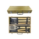 SET BBQ MALETÍN CAJA DE MADERA CON 5 UTENSILIOS