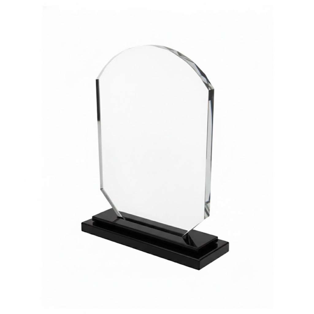 TROFEO DE CRISTAL TOPE DE ARCO Y BASE NEGRA
