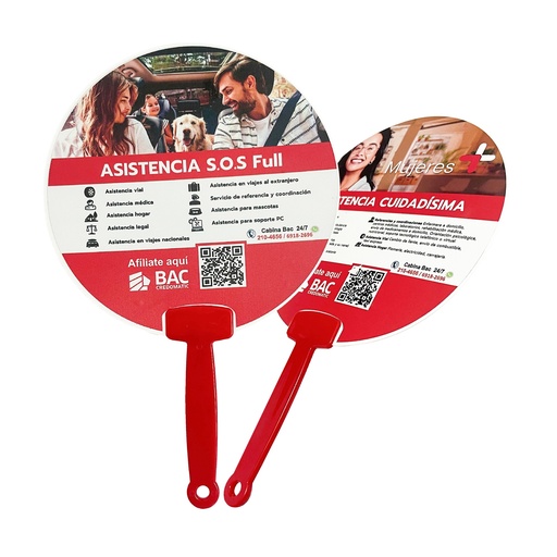 [28-388] ABANICO PLÁSTICO 6" CON MANGO DE COLOR