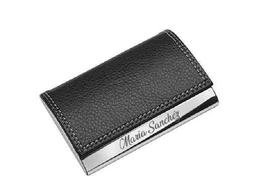 [PR-1208] PORTA TARJETAS DE PRESENTACIÓN CON METAL PULIDO, EN FORMA HORIZONTAL