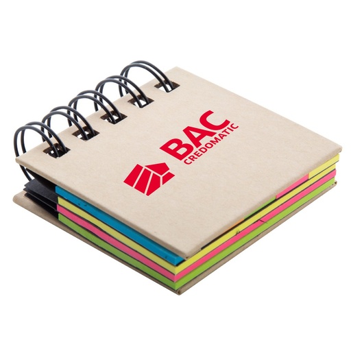 [PR-1292] LIBRETA MINI DE CARTÓN ANILLLADA CON POST IT DE COLORES