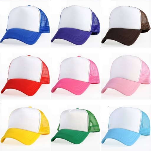 [GDF05] GORRA CAMIONERO, FRENTE BLANCO CON MALLA DE COLOR