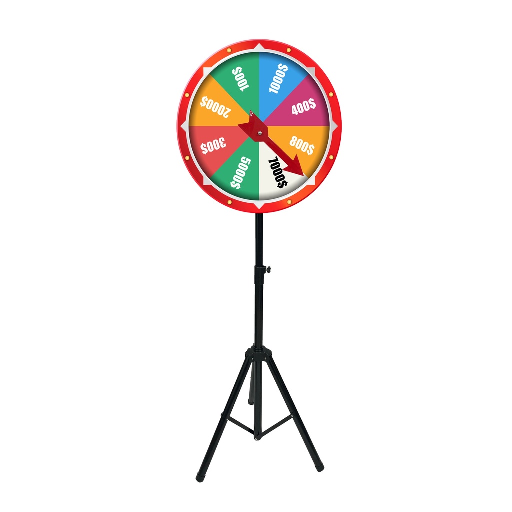 RULETA DE LA SUERTE CON BASE METÁLICA