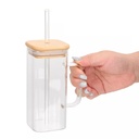 VASO DE VIDRIO 300ML CON TAPA DE BAMBOO