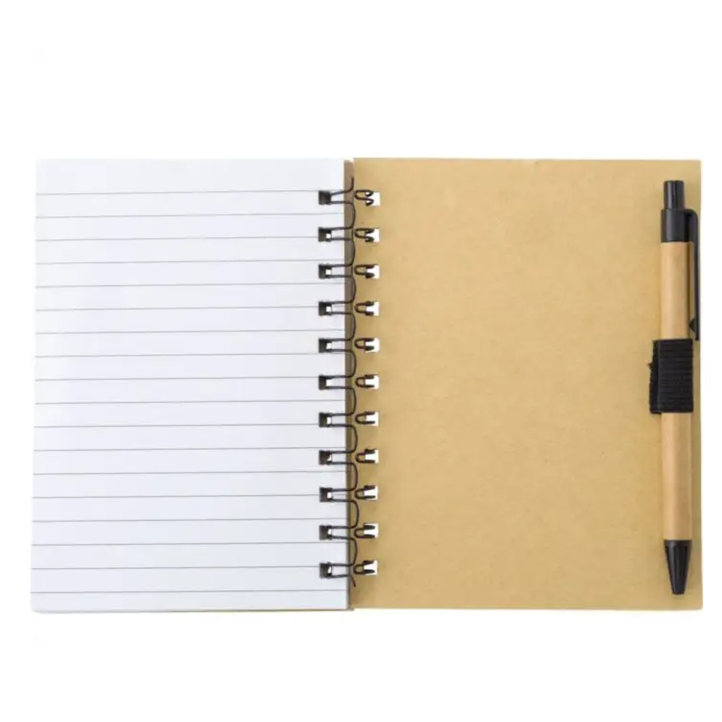 LIBRETA DE BAMBOO CON PLUMA, REGLA Y POST IT