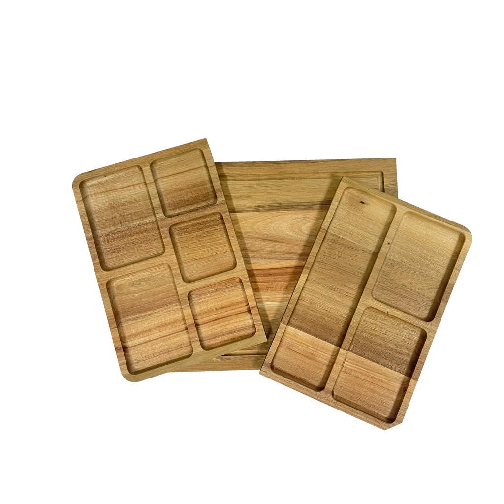 TABLA DE ACACIA CON BANDEJAS