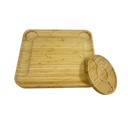 TABLA DE BAMBOO CON BANDEJAS EN COSTADOS Y SET DE 4 UTENSILIOS