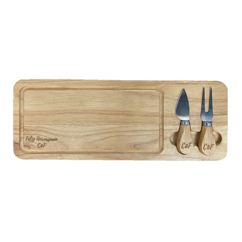 TABLA PARA QUESOS CON 2 UTENSILIOS 40X15 CM