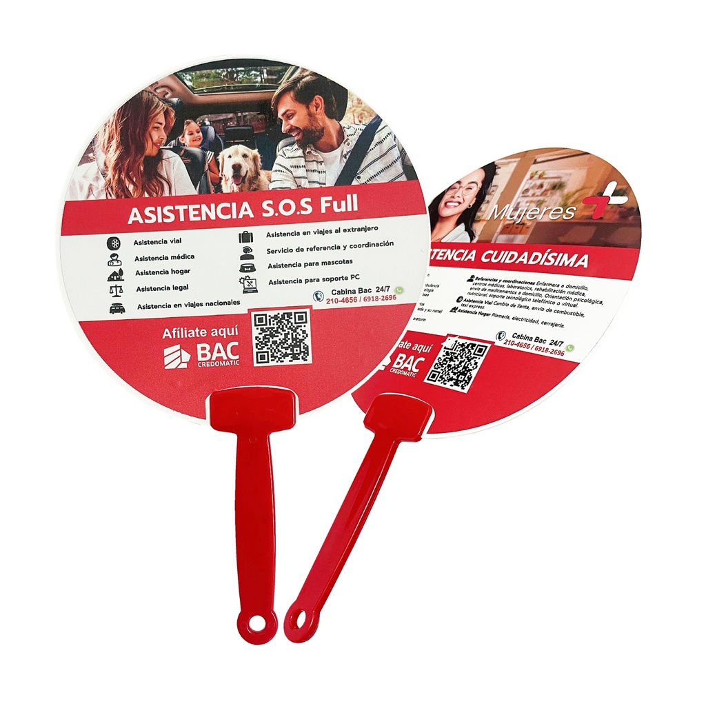 ABANICO PLÁSTICO 6" CON MANGO DE COLOR