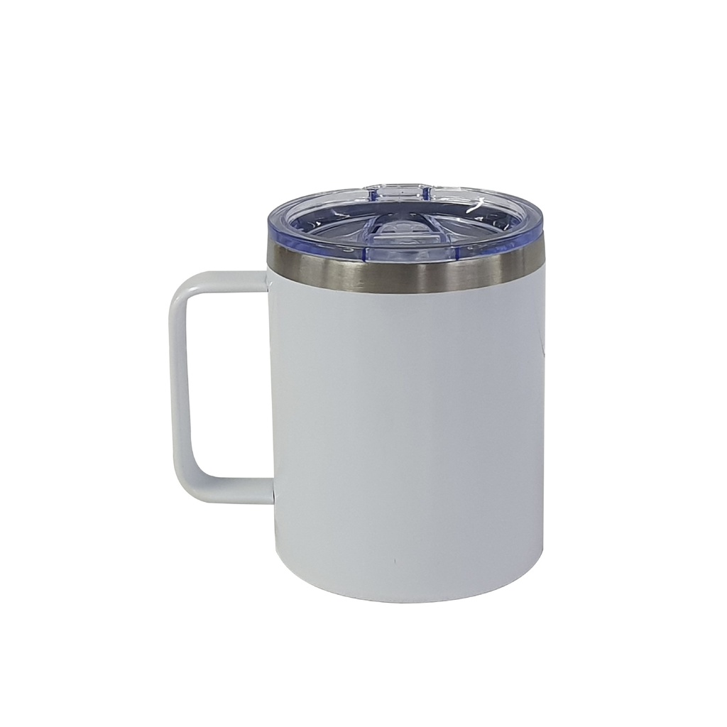 VASO CON ASA DE ACERO INOXIDABLE Y TAPA CLEAR