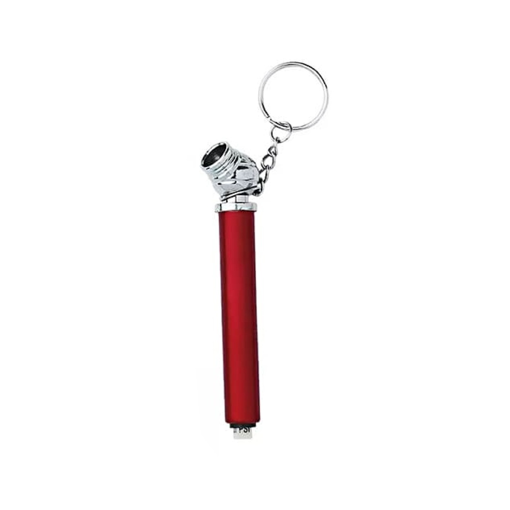 LLAVERO CON MEDIDOR DE PRESION DE LLANTA, DE ALUMINIO CILINDRICO