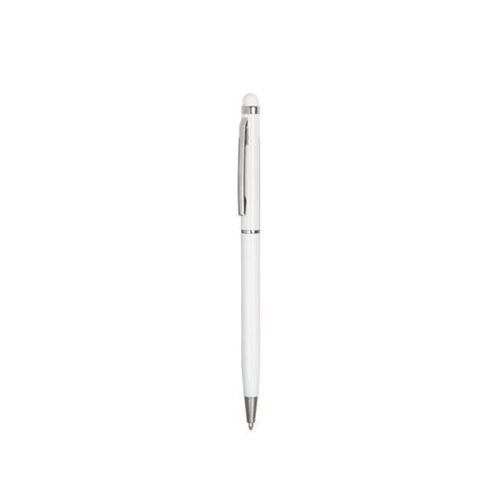 PLUMA DE ALUMINIO SLIM DELGADA CON STYLUS DEL COLOR DE LA PLUMA Y MECANISMO GIRATORIO