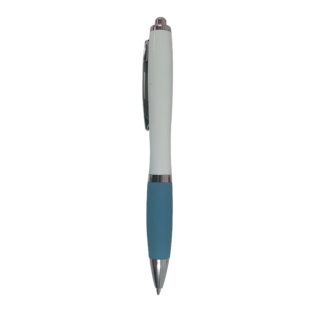 BOLÍGRAFO DE PLÁSTICO ARGOLLA METALIZADA (TINTA AZUL)