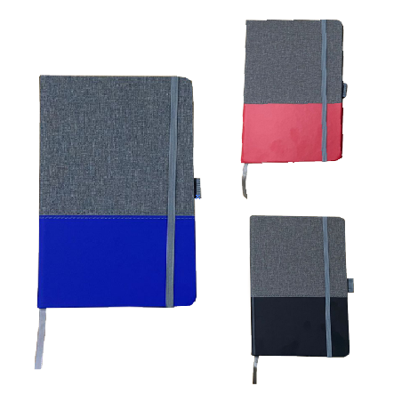 LIBRETA CUERINA Y TELA 8.5X5.5PULG