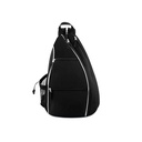 MOCHILA TRIANGULAR 4 BOLSILLOS 2 COMPARTIMENTOS GRANDES CON DETALLE EN BLANCO