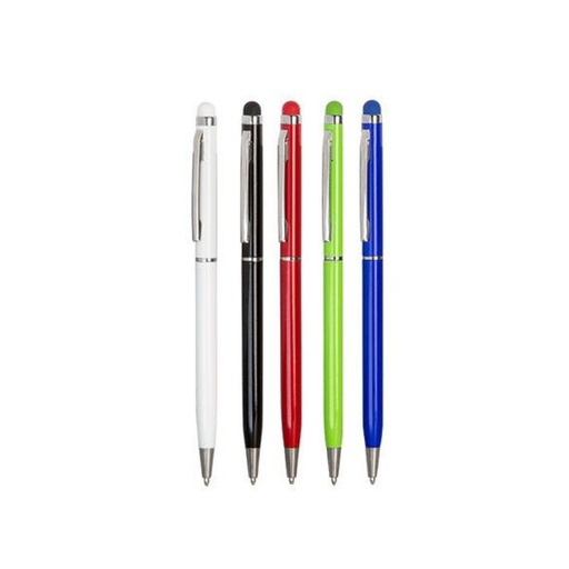 [PR-1033] PLUMA DE ALUMINIO SLIM DELGADA CON STYLUS DEL COLOR DE LA PLUMA Y MECANISMO GIRATORIO