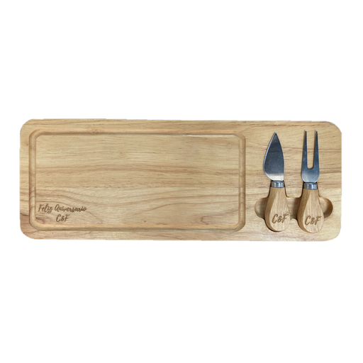 [PR-1283] TABLA PARA QUESOS CON 2 UTENSILIOS 40X15 CM