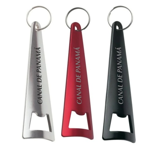 [PR-1021] LLAVERO ABRE BOTELLA DE ALUMINIO, TRIANGULAR TAMAÑO 4” X 1.5”