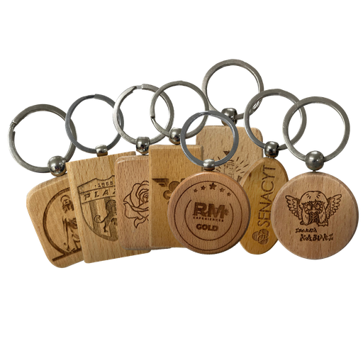 LLAVERO DE MADERA SÓLIDA CON ANILLO DE METAL