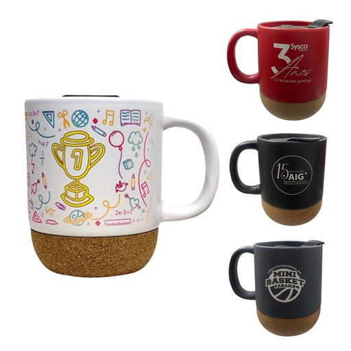 [PR-1194] TAZA CERÁMICA CON BASE DE CORCHO 11oz