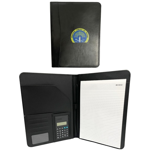 [PR-139] PADFOLIO DE CUERINA CON CALCULADORA, PAD DE HOJAS 9X12”