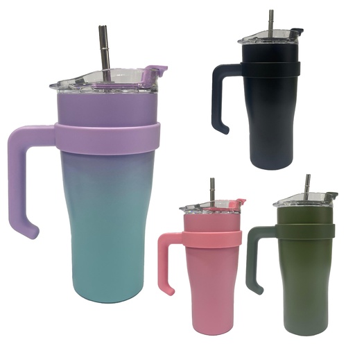 [PR-1254] TERMO DE METAL CON CARRIZO Y MANIJA 850ML