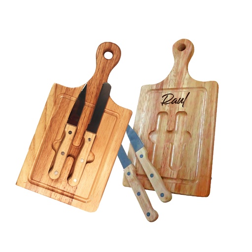 [PR-1284] TABLA DE PICAR CON UTENSILIOS