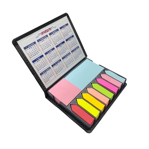 [PR-035] ORGANIZADOR DE POST IT CON BANDERITAS ADHESIVAS Y CALENDARIO 13X10.5cm