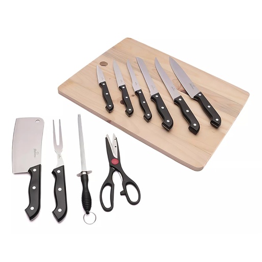 [PR-42] TABLA DE MADERA 35X45CM (INCLUYE 10 UTENSILIOS)