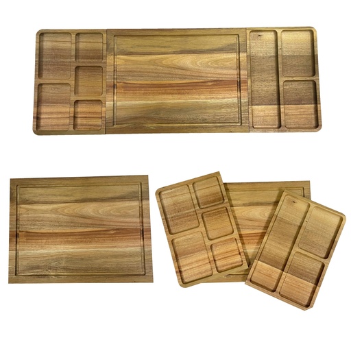 [PR-063] TABLA DE ACACIA CON BANDEJAS