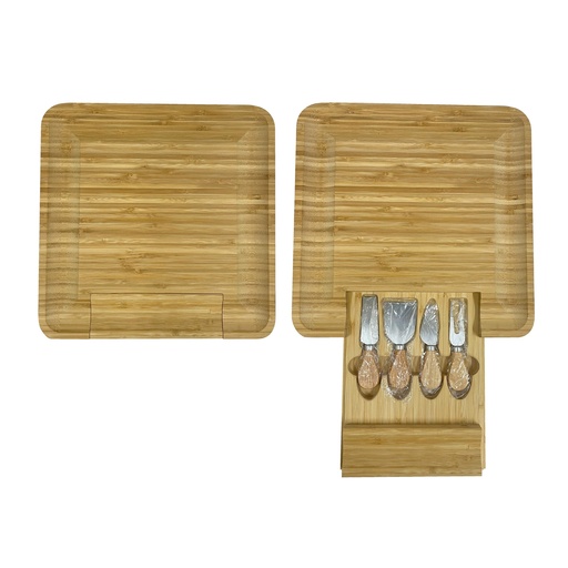 [PR-065] TABLA DE BAMBOO CON 4 UTENSILIOS