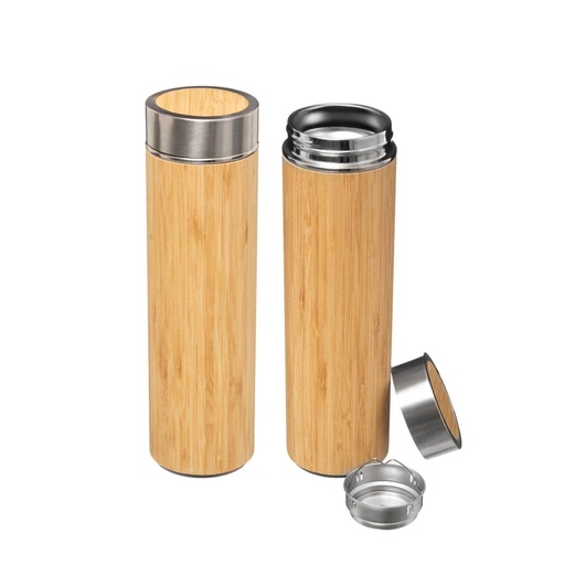 [PR-176] VASO TÉRMICO DOBLE PARED 500ML CON RECUBRIMIENTO DE BAMBOO